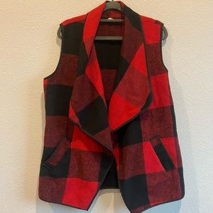 Plaid vest, fall, winter vest with pockets